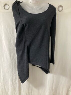 Marc New York Performance Gray Asymmetrical Waffle Knit Long Sleeve Tunic Small